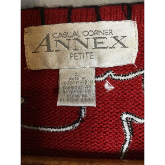 Vintage Sweater Dogs Toto Ugly Christmas Holiday Cardigan Large Petite - Picture 8 of 10